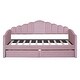 preview thumbnail 8 of 9, Twin Size Upholstered Daybed with Roll-out Trundle Drawers and USB Charging Ports, Velvet Sofabed Frame for Living Room, Pink