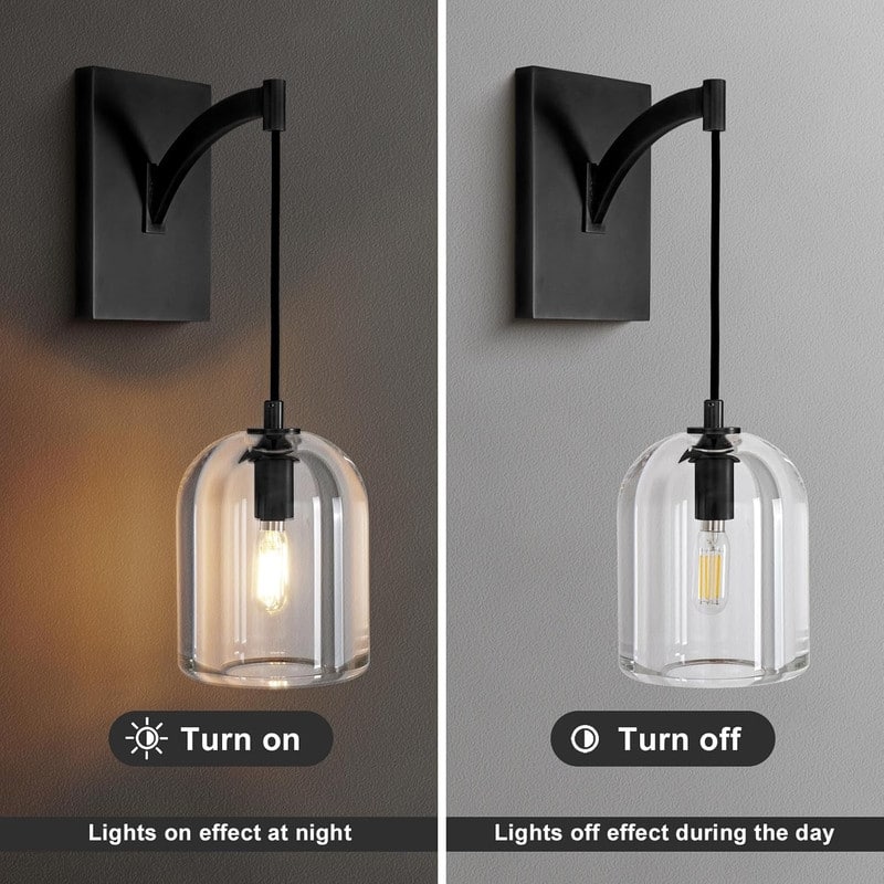 KAYLA 5.1in W 16.5in H 1-Light Modern Crystal Wall Sconce, Indoor Hemisphere Wall Lighting with Clear Crystal Shade