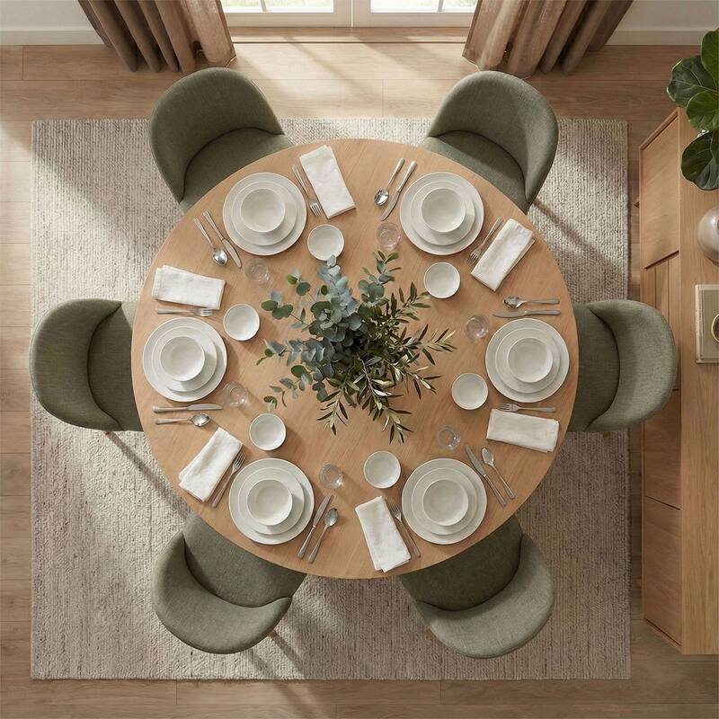 Modern Linen-Blend Parsons Dining Chairs with Solid Wood Legs