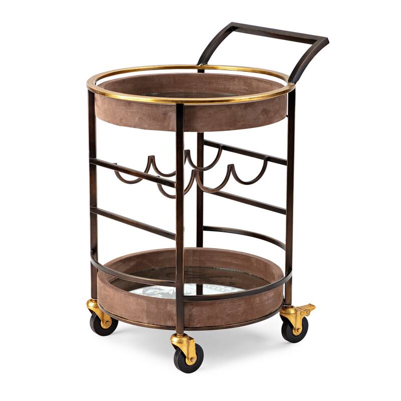 Golf PGA Tour Double Tier Contemporary Serving Bar Cart - Suede Solid Iron