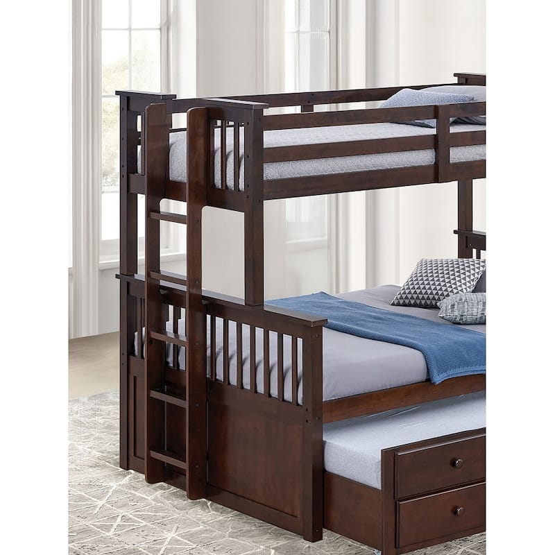 Twin-over-Full Wood Bunk Bed with Underbed Drawers