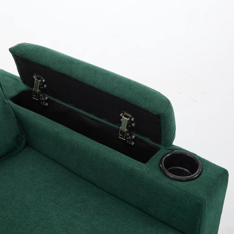 78" Fabric L-Shaped Sectional Sofa with USB, Ottoman & Magazine Bags (3-Seater)