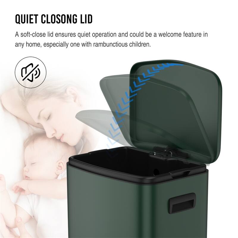 13 Gallon 50L Foot Pedal Operated Soft Close Trash Can Bustbin