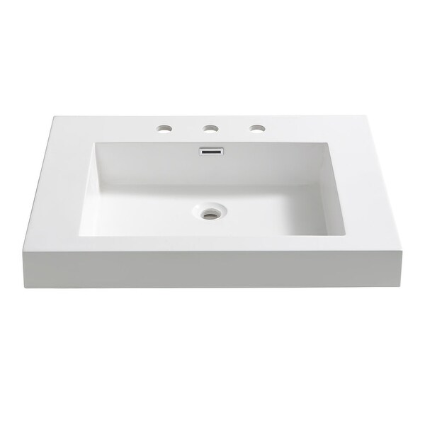 Fresca FVS8070 Potenza 27-3/8" Acrylic Drop In Vanity Top with an Integrated Sink, Three Faucet Holes at 8" Centers and - White