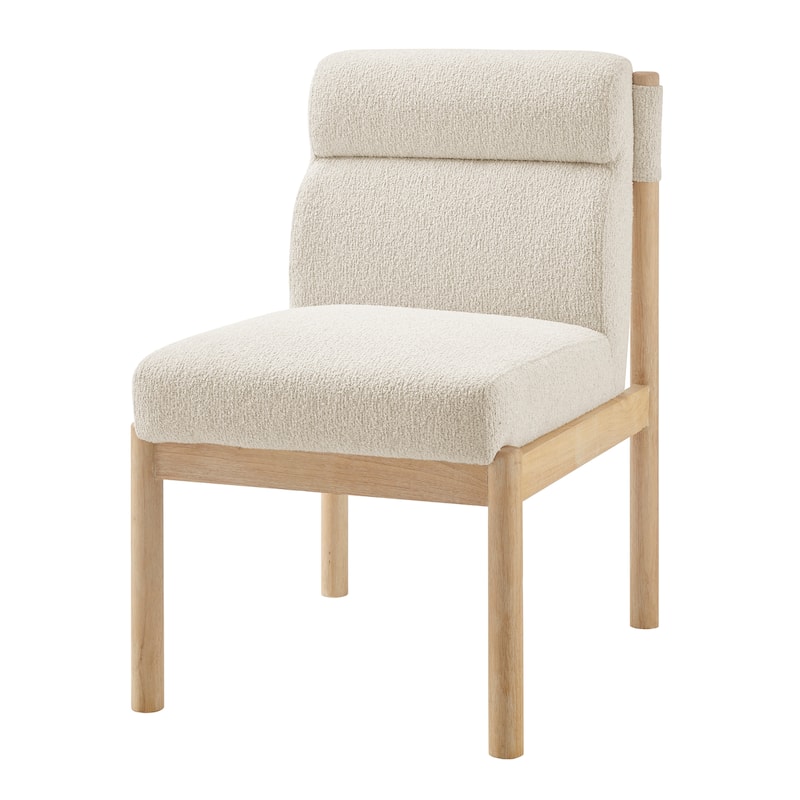 NPD Furniture Micah Boucle Dining Side Chair - Palladian Beige/Natural Wood Frame