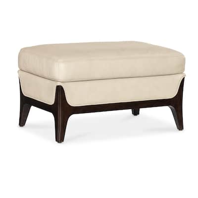 Tular Leather Ottoman, Cream