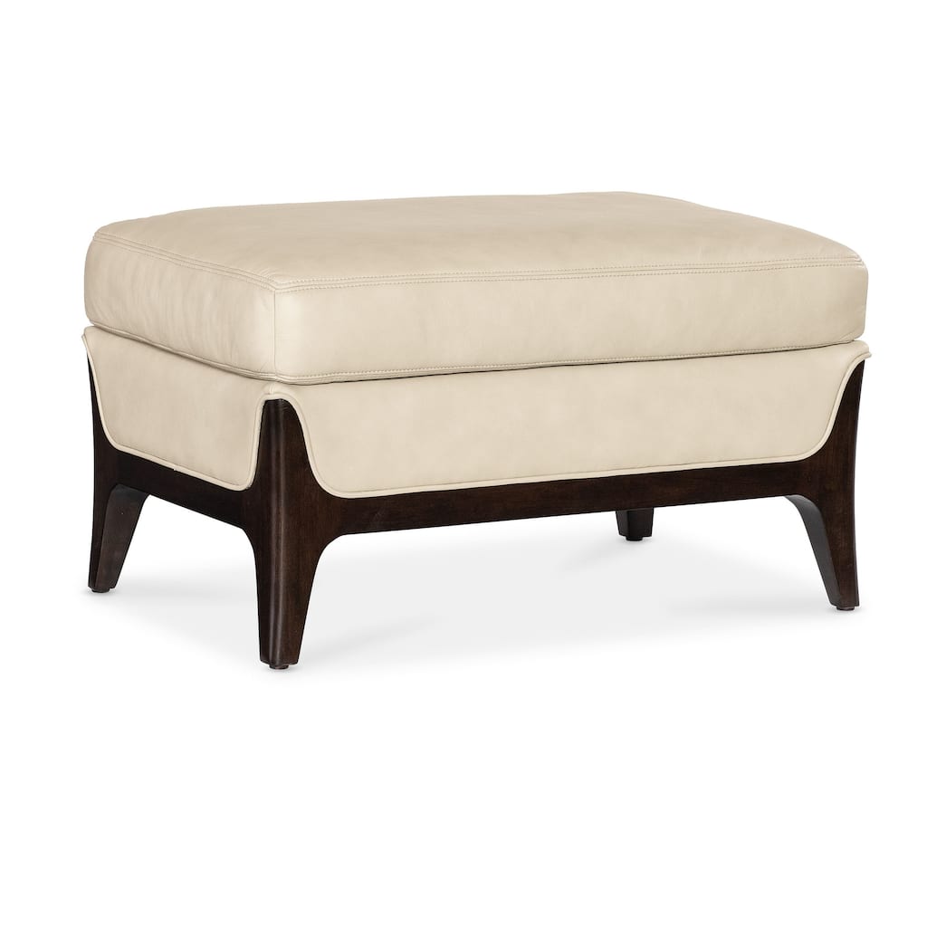Tular Leather Ottoman, Cream