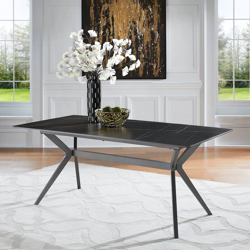 Vaduz 70" Iron Grey Metal Base 4-6 Person Dining Table