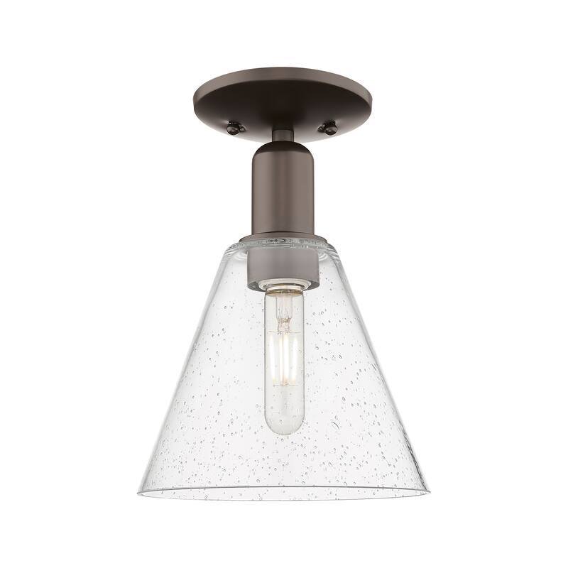 Innovations Lighting Endless Possibilities Arcadia - Berkshire Glass - 1 Light 8" Semi-Flush Mount - Oil Rubbed Bronze/Seedy