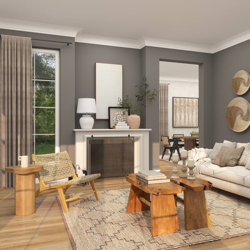 Teak Wood Living Room Accent Chair with Leather or Woven Cane Seat