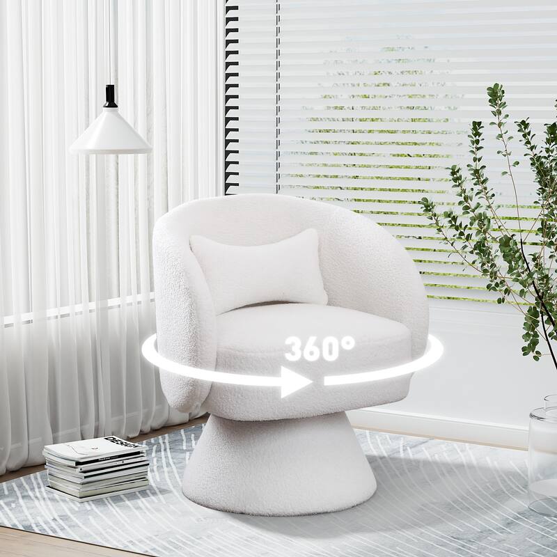 Ouyessir Teddy Sherpa Upholstered Swivel Cuddle Barrel Sofa Chairs