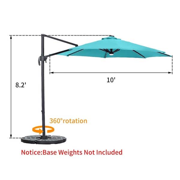 CASAINC 10-ft Aluminum Gray Cantilever Patio Umbrella With Lights With Base | WF-OP70376NY