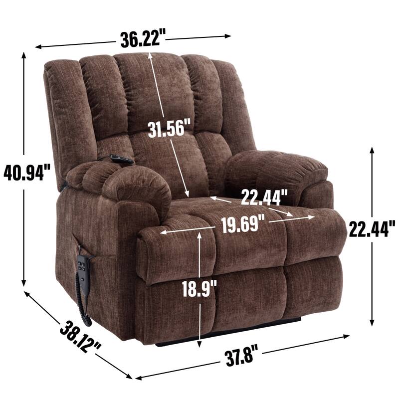 Roomfitters Dual Motor Power Lift Recliner Chair with Heat and Massage Infinite Position Heavy Duty Sofa for Seniors