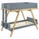 preview thumbnail 4 of 13, Frankie Mid-Century Modern Wood Twin Over Twin Bunk Bed Van Courtland Blue