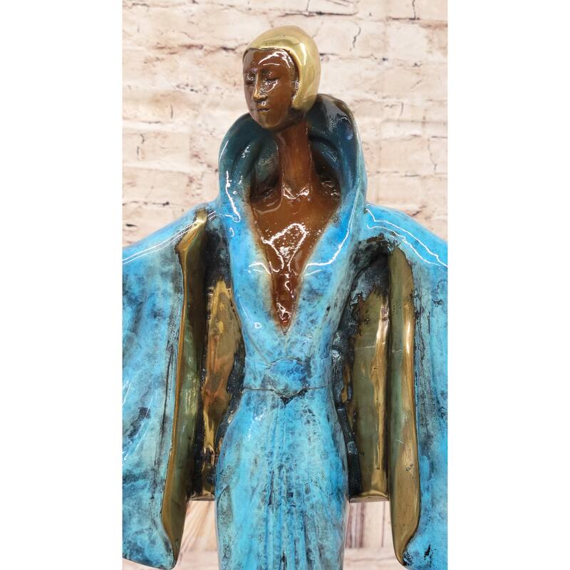 Julius Erte Art Deco Bronze Fashion Model Showgirl Sculpture Statue Glazed Patina 19 Inches X 15 Inches