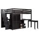 preview thumbnail 30 of 55, Full Size Loft Bed with Stairs, Bookshelf, Drawers, Desk & Wardrobe - Multifunctional Furniture for Kids & Teens
