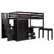 preview thumbnail 49 of 55, Space-Saving Loft Bed with Storage Stairs & Two Drawers, Wooden Full Bed Frmae wiht Shelves Wardrobe, Movable table & Side Desk
