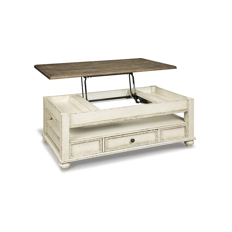 Signature Design by Ashley Realyn White/Brown 2-Piece Table Package - 47" W x 28" D x 18" H