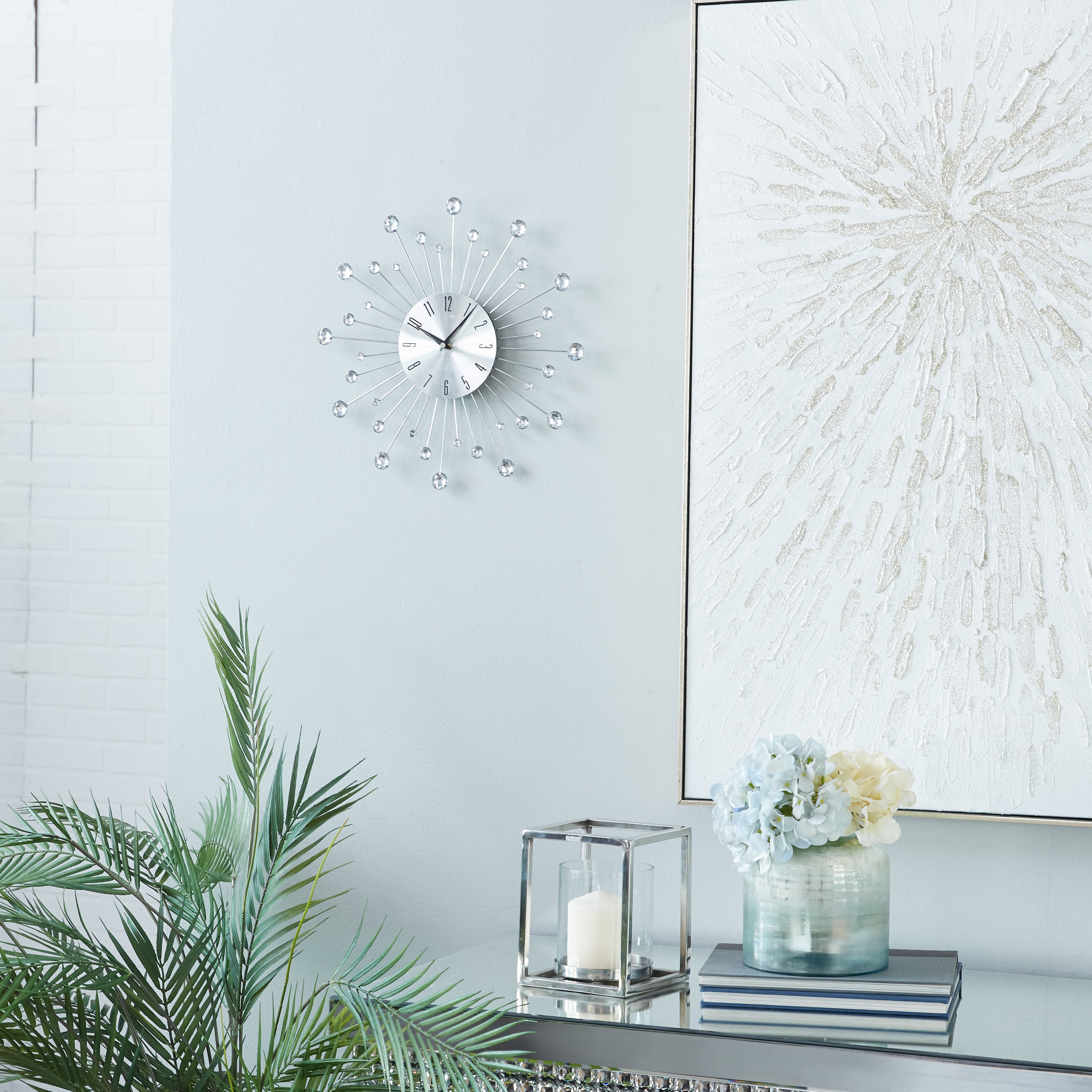 Silver Iron Glam Wall Clock No Theme 15 x 15 x 2 - 15"D