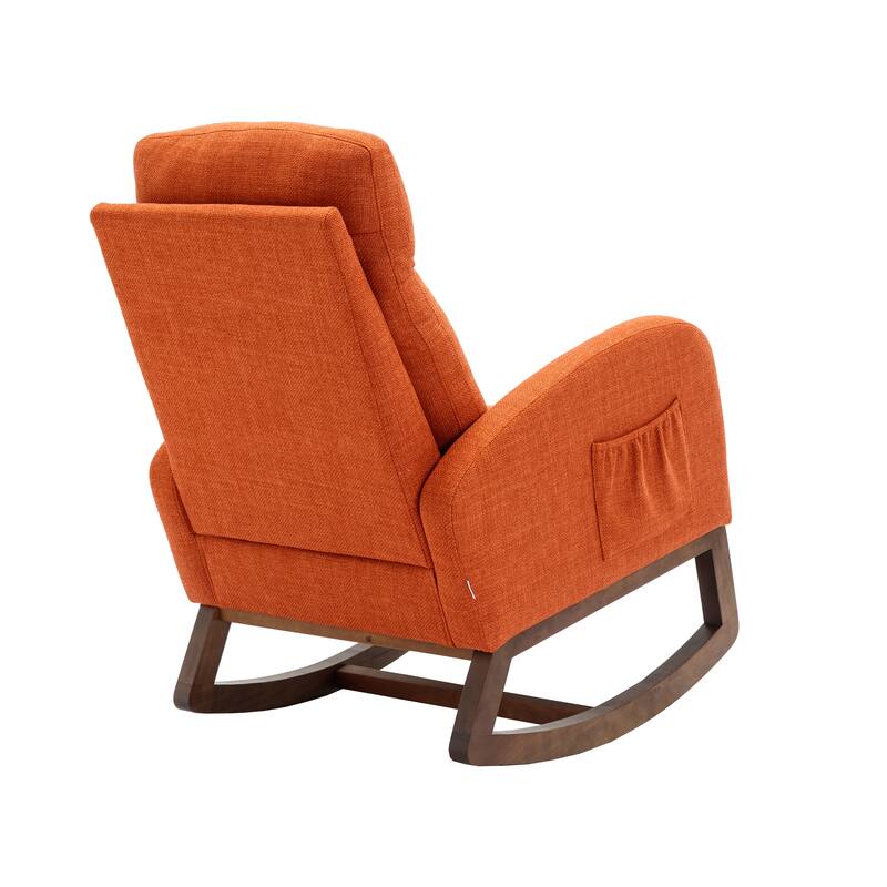 GDFStudio - Amelia Linen Upholstered Rocking Chair with Spacious Seat and Tall Back Design