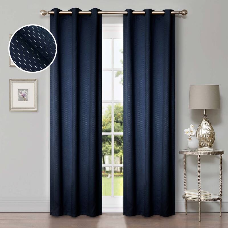 Superior Shimmer Washable Room Darkening Curtains, Set of 2 Panels - 42" x 108" - Navy Blue