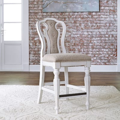 Magnolia Manor Antique White Weathered Bark Counter Height Chair (Set of 2)