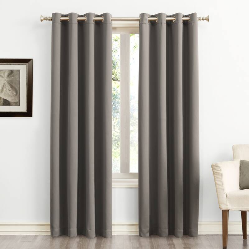 Sun Zero Saxon Energy Saving Blackout Grommet Curtain Panel, Single Panel - 54" x 95" - Grey