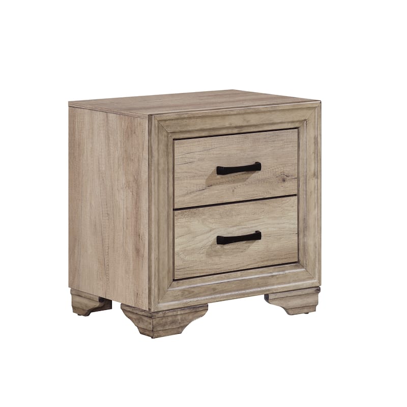 Bedroom Furniture 1pc Nightstand of Drawers Natural Finish Melamine Laminate Bed Side Table