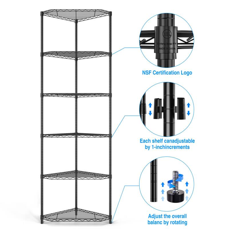 6 Tier Shelf Corner Wire Shelf Rack Pentagonal Shelves On Sale Bed