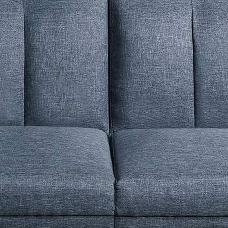 Dora 71 Inch Adjustable Futon Sofa Bed with Vertical Channel Tufting, Blue