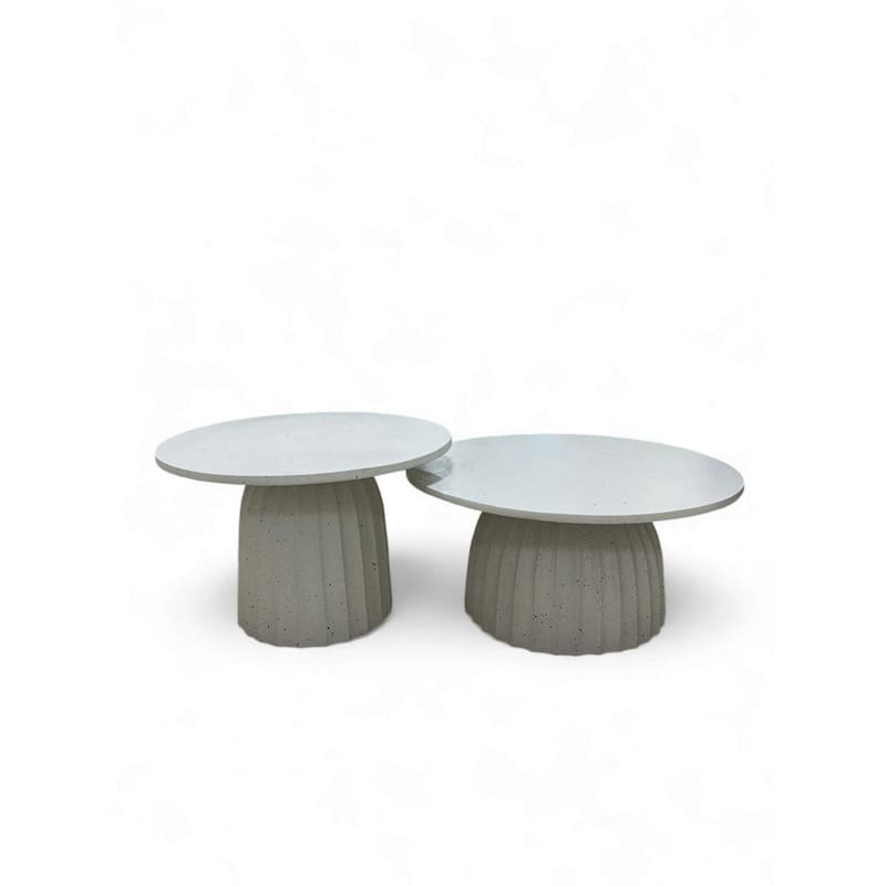Aluminum Coffee Table with Chiseled Base - 27.5" - White