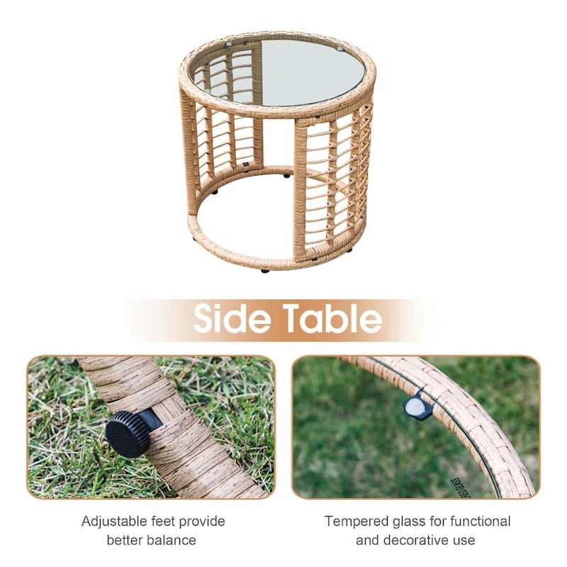 5-Piece Outdoor Wicker Cushioned Conversation Set