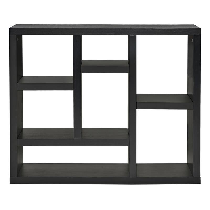 Freestanding Display Storage Cabinet with 7 Cube Storage Spaces,Floor Standing Bookshelf,Open Wooden Open Shelf Bookcase