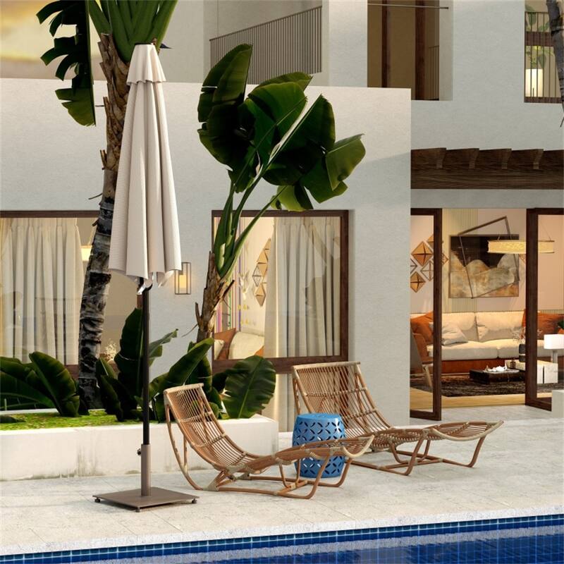 Metal Umbrella Base for Outdoor Patio Garden Deck Poolside Fits 1.5 and 1.9 Inch Poles Brown Weather-Resistant