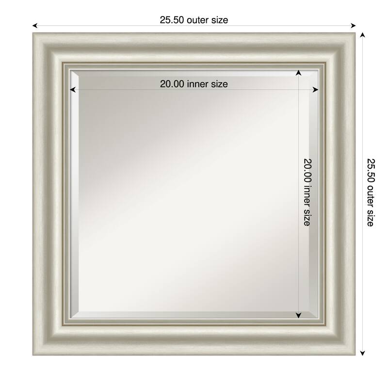 Sophia Beveled Framed Bathroom Vanity Wall Mirror - 26 x 26 in - Sophia Silver