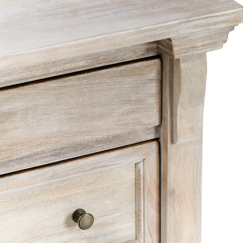 Classic Home Adelaide Three-Door Mango Wood Nightstand in White Wash
