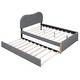 preview thumbnail 16 of 30, Full Upholstered Platform Bed with Practical Trundle for Additional Sleeping Space