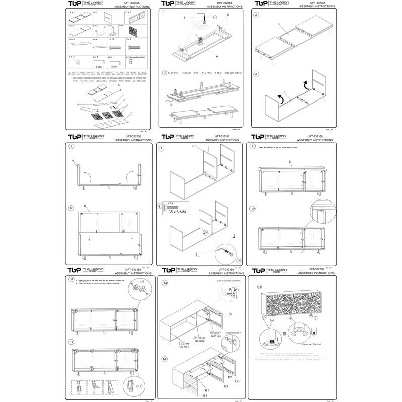 64 Inch Cosmo TV Stand Console, 3-Door Cabinet, Dark Walnut Brown & Black Mango Wood