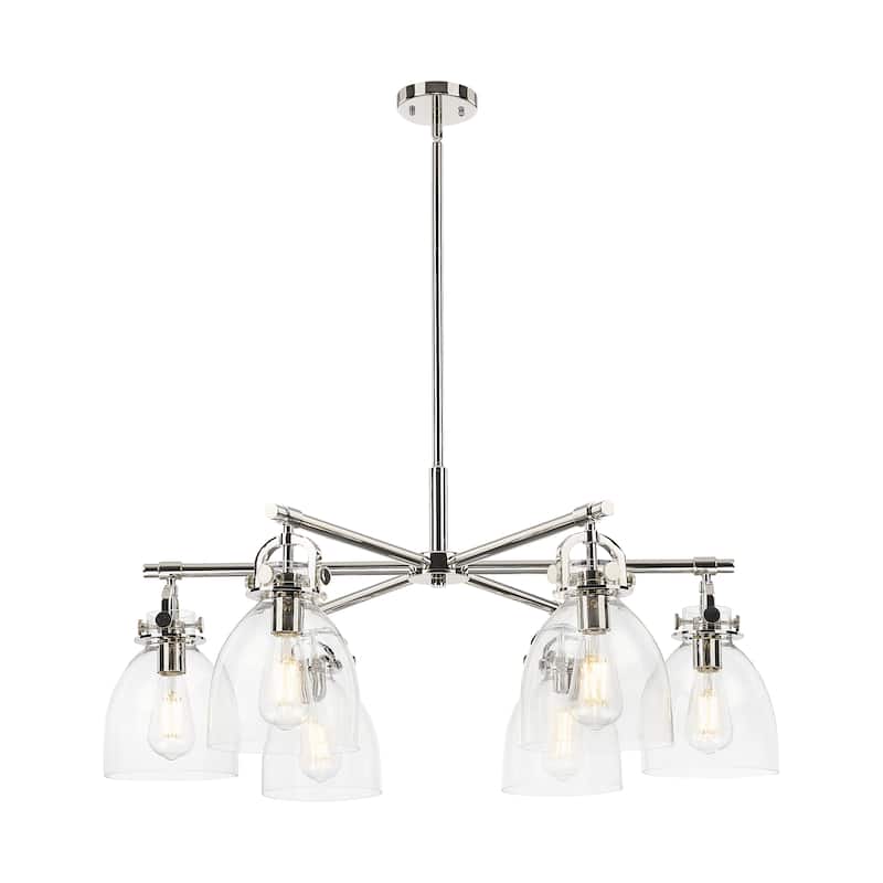 Innovations Lighting Downtown Urban - Newton Bell - 6 Light 26" Stem Hung Arched-Frame Chandelier