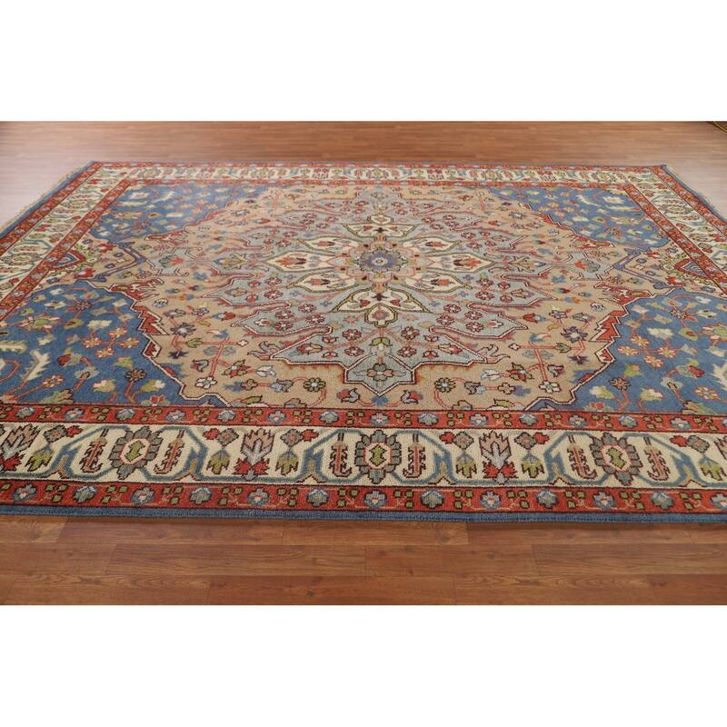 Traditional Heriz Serapi Oriental Area Rug Handmade Wool Carpet - 8'11" x 11'10"