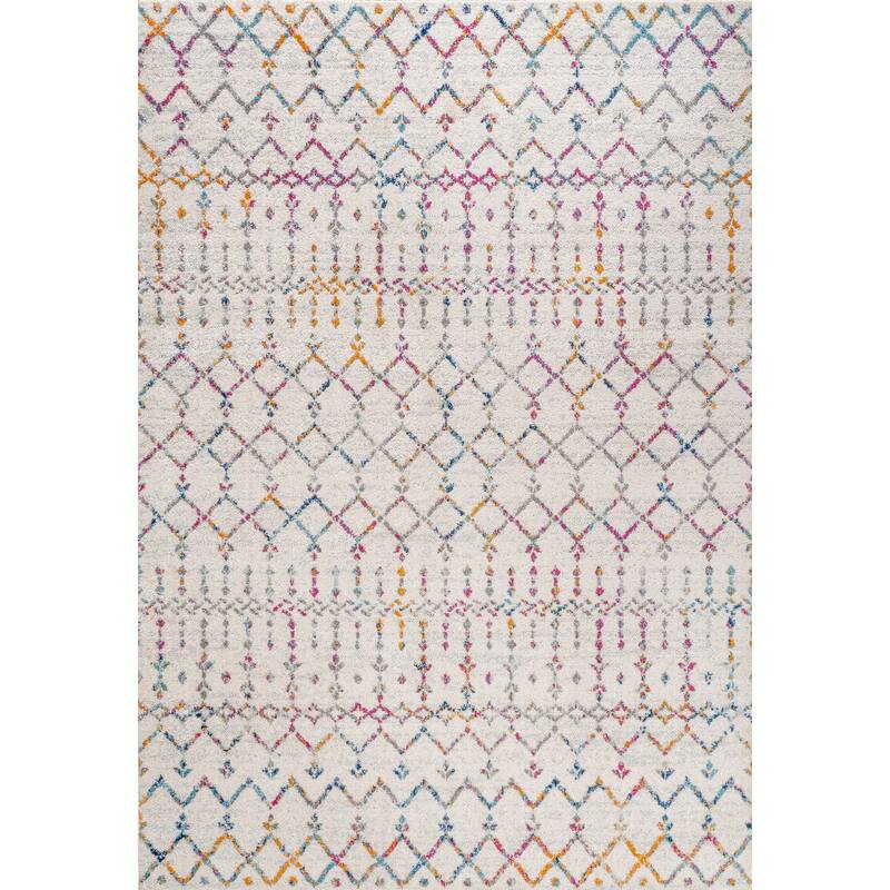 JONATHAN Y Modern HYPE Boho Vintage Diamond Area Rug - 5 X 8 - Ivory/Multi