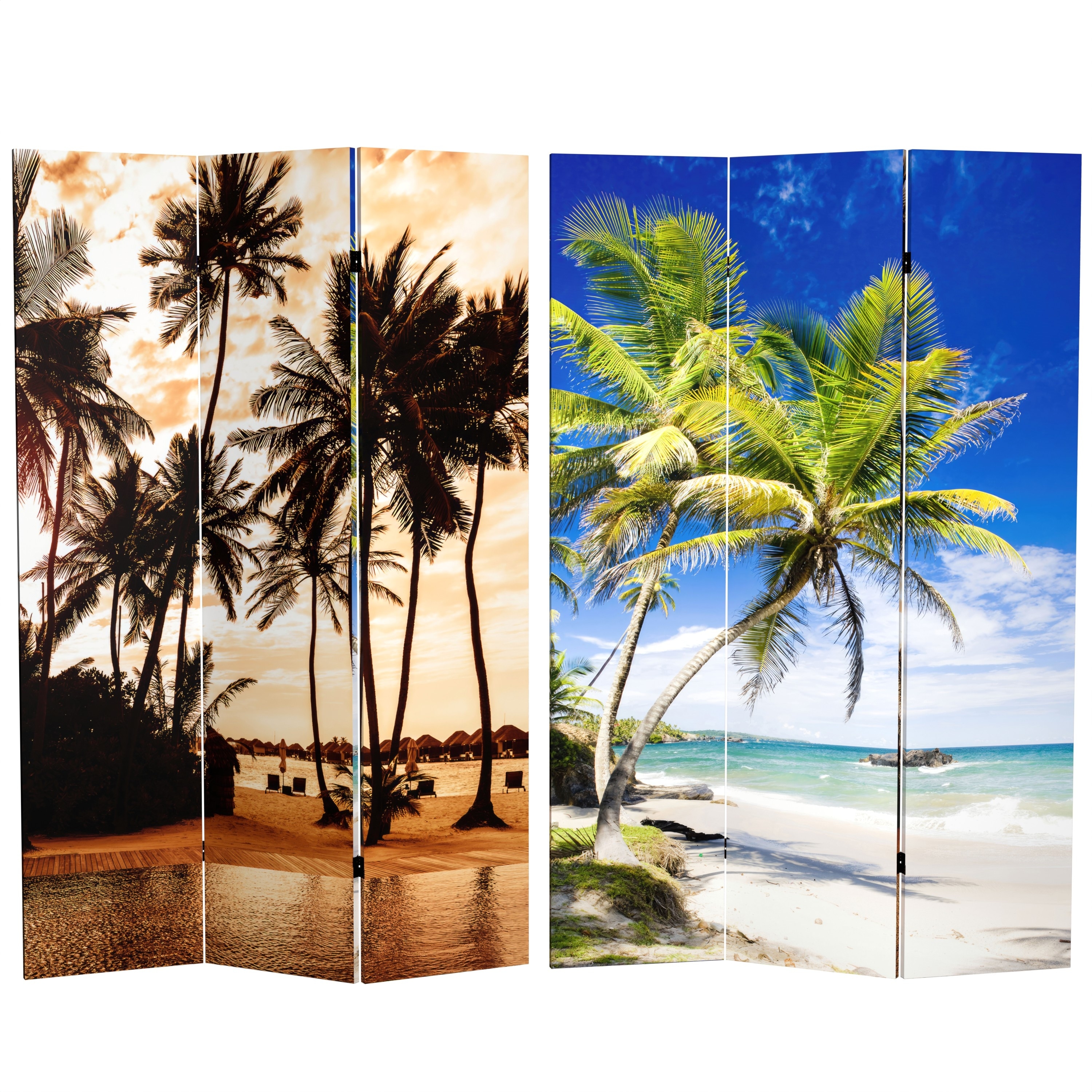Red Lantern 6 ft. Tall Double Sided Sunset Palms Canvas Room Divider