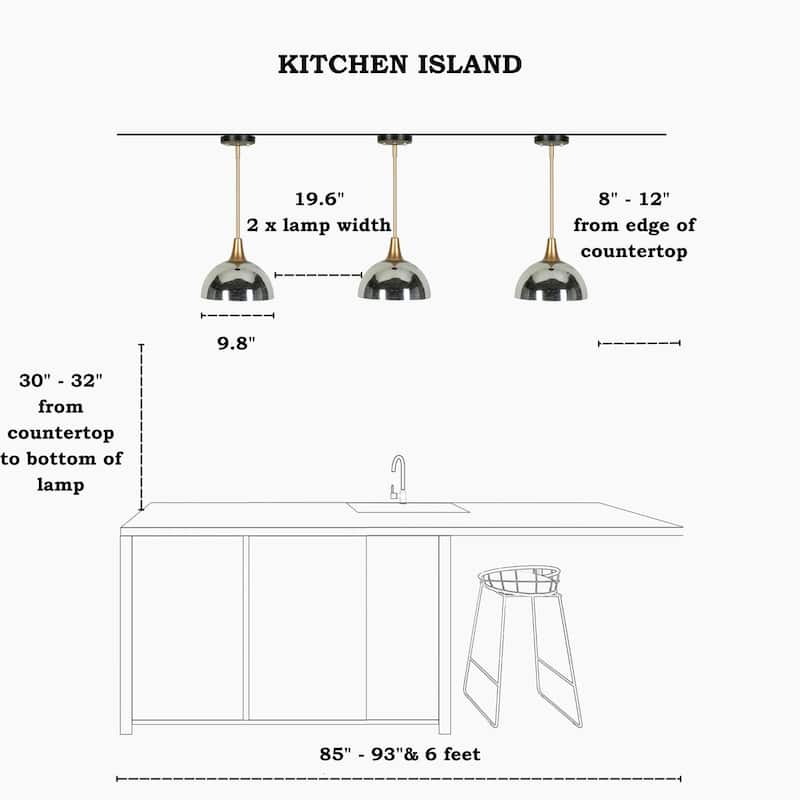 Modern Industrial 1-light Pendant Light Mercury Glass Stain Gold Kitchen Island Light for Dining Room