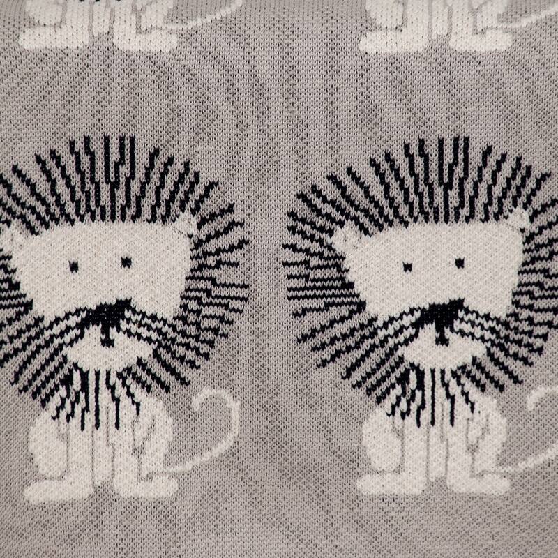 Lion King Light Grey Knitted 32" X 40" Baby Blanket - 32 x 40 - 32 x 40