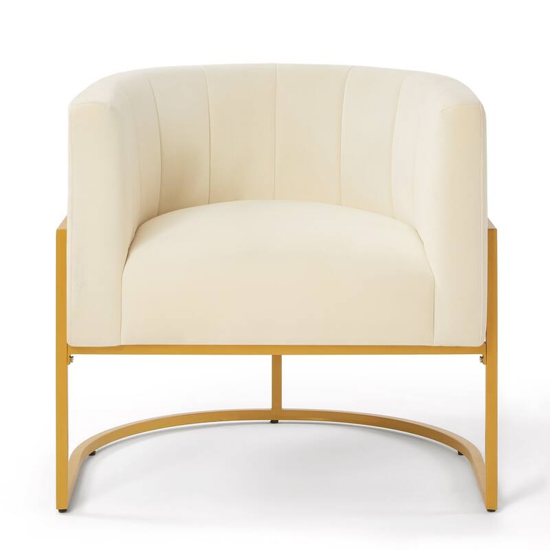 Modern Velvet Upholstered Arm Chair with Curve Backrest - 25.75 x 28.25 x 28.5