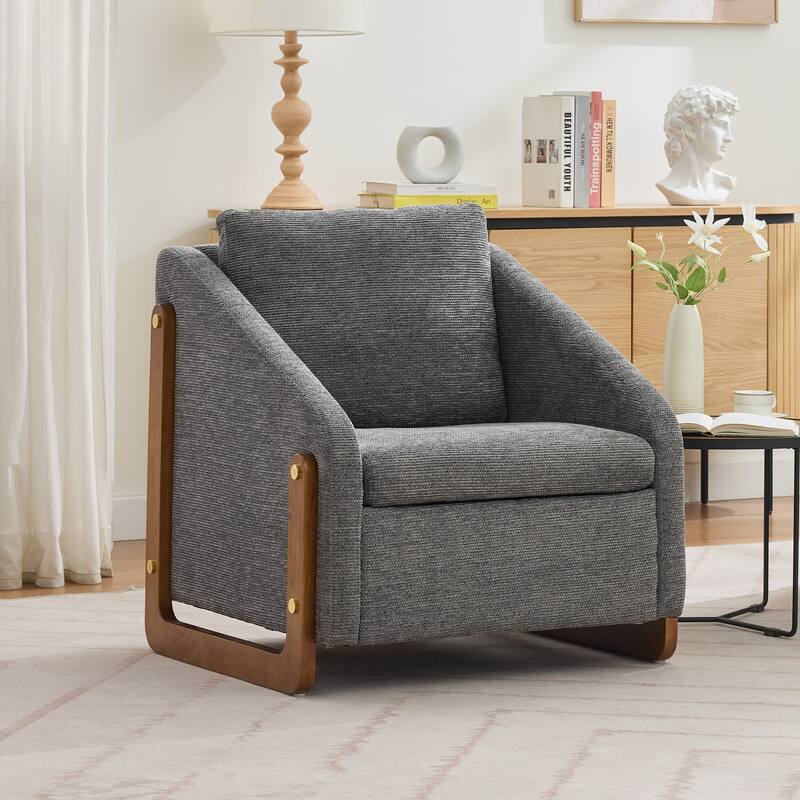Accent Chair with Ergonomic Backrest, Upholstered Armchair with Nailhead Trim, Leisure Chair with Cushioned Seat