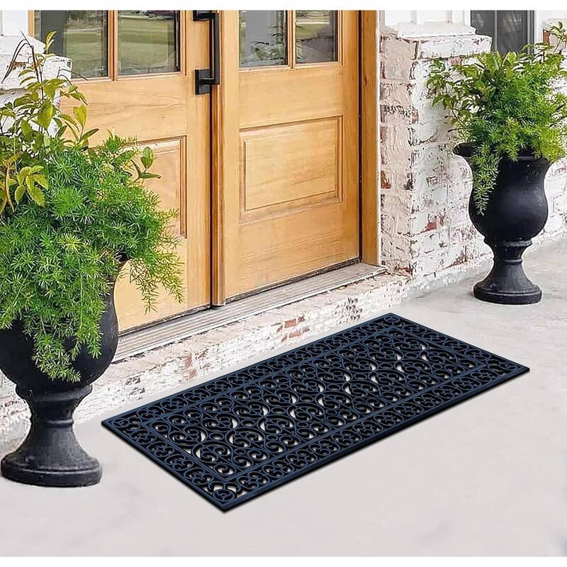 A1HC Large Door Mat, Natural Rubber, Ideal for an entryway, Scrapes Shoes Clean of Dirt & Grime