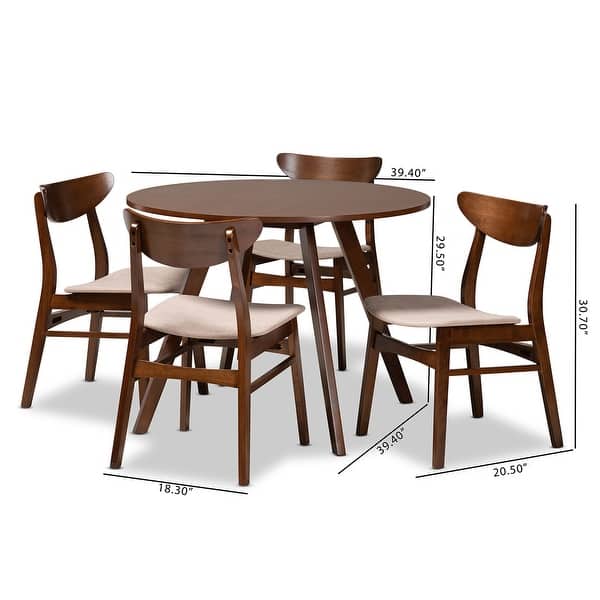 dimension image slide 1 of 2, Philip Mid-Century Modern Transitional 5-Piece Dining Set