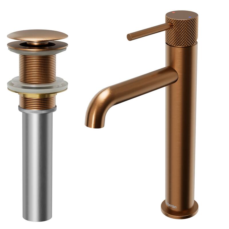 Karran Tryst KBF462 Single-Handle Single Hole Vessel Bathroom Faucet with Matching Pop-up Drain - Brushed Copper