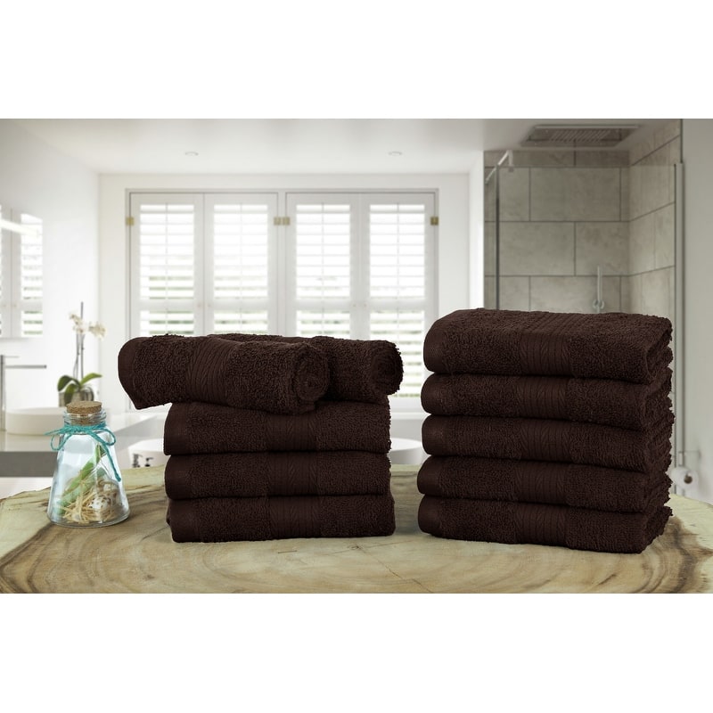 Luxurious Cotton 600GSM Soft Wash Cloths 12X12 Inch by Ample Decor - 10 Pcs